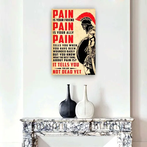 Spartan - Póster de pared enmarcado vintage con citas motivacionales, póster de soldado griego antiguo, citas positivas, impresiones artísticas para