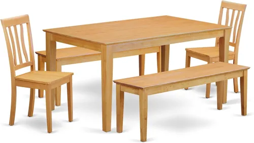 Miniatura 13 de East West Furniture CAAN5-OAK-W - Juego de mesa de comedor moderno de 5 piezas, incluye una mesa rectangular de madera y 4 sillas de comedor, 36 x