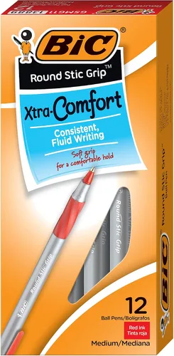 Miniatura 2 de BIC Round Stic Grip Xtra Comfort - Bolígrafos rojos, punta media (0.047 pulgadas), excelentes bolígrafos de escritura con agarre suave para una