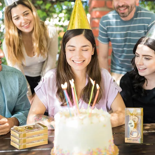 Miniatura 6 de Suclain 36 piezas de recuerdos de fiesta de quinceañera, regalos de fiesta de cumpleaños de 15 años, abrebotellas doradas con caja de regalo