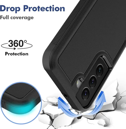 Miniatura 3 de Funda para Samsung Galaxy S22: funda protectora de doble capa resistente para teléfono celular, a prueba de golpes, con protector de pantalla, Negro