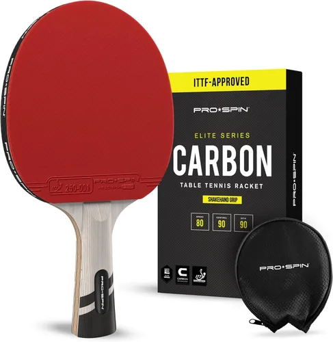 PRO-SPIN Palas de ping pong - Raquetes de tenis de mesa de nivel profesional con fibra de carbono para un control superior | Lámina de 7 capas, goma