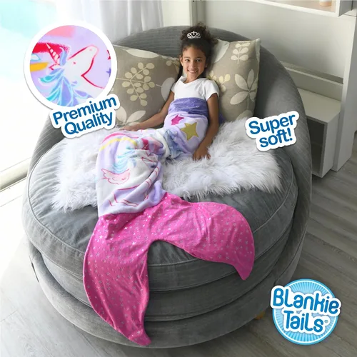 Miniatura 2 de Blankie Tails - Manta de sirena de unicornio, cola de sirena con vellón de ambos lados, cola de vestir para niñas, adolescentes y adultos, lavable a