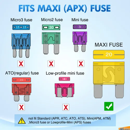 Miniatura 2 de Nilight 32 piezas de fusibles de hoja Maxi APX Fusibles de repuesto 20A 30A 40A 50A 60A 70A 80A 100AMP Kit de surtido para coches, camiones, RVs