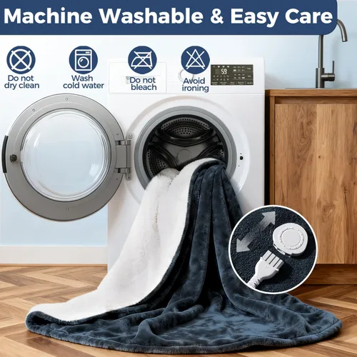 Miniatura 7 de Manta térmica eléctrica, manta térmica de tela de franela suave con ajuste de temperatura de 5 niveles, lavable a máquina, calefacción de doble cara