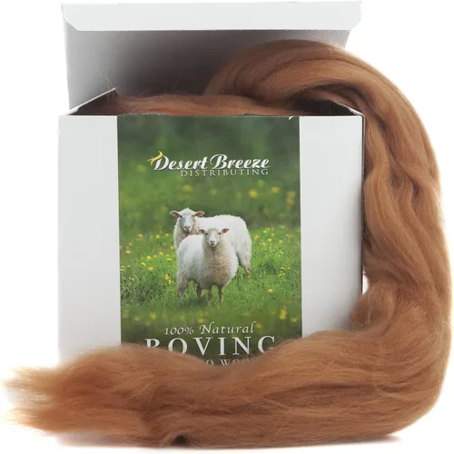 Miniatura 4 de Desert Breeze Distributing – 100% lana merino natural Roving, lana para hilar, hilo de tapiz, fieltro de aguja, fieltro húmedo, hilado grande, 19