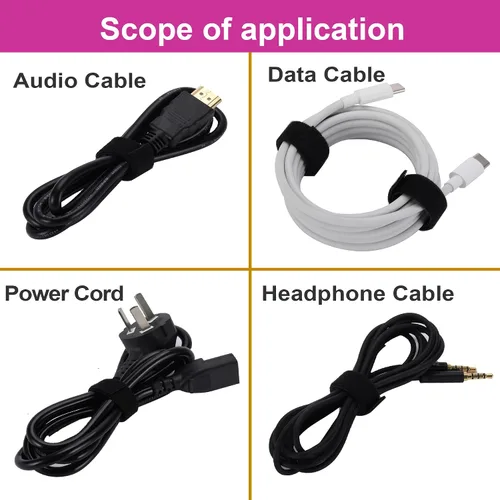 Miniatura 5 de Correas reutilizables para cables, rollo de gestión de cables, cierre negro, cinta de gancho y bucle de doble cara (1/2 pulgada)