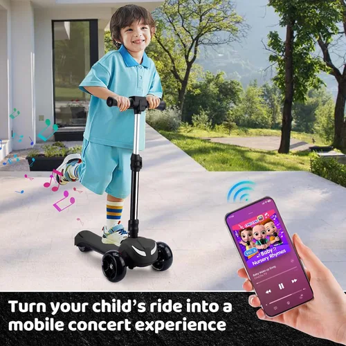 Miniatura 2 de Patinete eléctrico de 24V para niños con motor potente de 150W, acelerador de pulgar, pantalla LCD, Bluetooth, luz en el manillar, plataforma