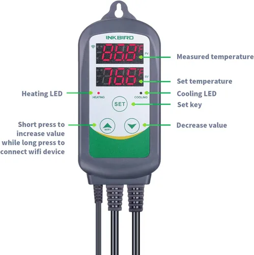 Miniatura 3 de Inkbird Controlador de temperatura WiFi ITC308 Congelador de reptiles Termostato Digital Calefacción y Refrigeración Calentador Enfriador