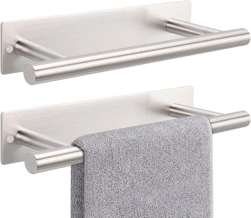 NearMoon Toallero de Mano Autoadhesivo/Anillo de Toalla, Barra de Toalla de Mano de Acero Inoxidable Resistente al Óxido, Se Pega en la Pared -