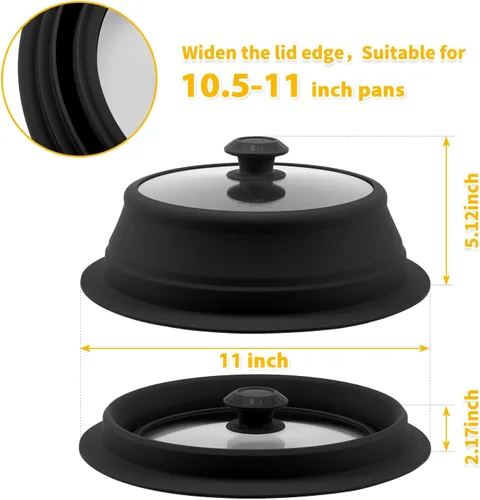 Miniatura 4 de Tapa plegable para salpicaduras de microondas con cubierta de vidrio templado ventilado, tapa wok apta para microondas, olla de vapor y olla redonda