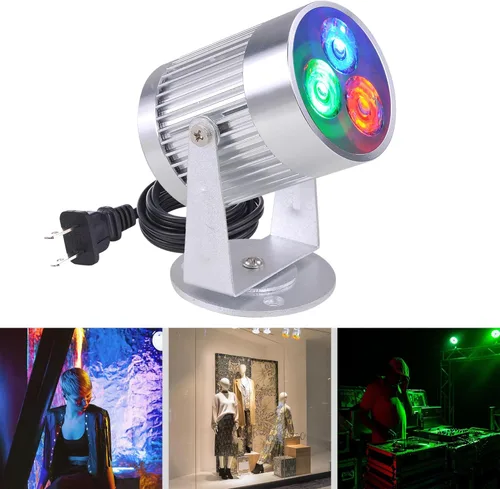 Miniatura 3 de Yescom 3W LED Reflector haz Pinspot etapa efecto de iluminación para DJ bola de espejos fiestas discotecas, 27LED001-RGB-11, 3.0watts