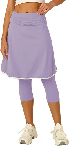 Aurgelmir Faldas de golf hasta la rodilla para mujer con pantalones capri para entrenamiento, yoga, faldas atléticas