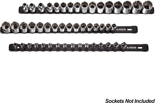 Miniatura 5 de ARES 70087-Organizador de enchufes de aluminio de 3 piezas, rieles de transmisión de 1/4 pulgadas, 3/8 pulgadas y 1/2 pulgadas con capacidad para 48