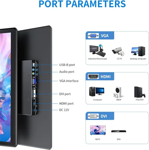 Miniatura 2 de Monitor de pantalla táctil portátil de 15.6 pulgadas, FHD 1920 × 1080 IPS Ra Pi Monitor de pantalla táctil para portátil HDMI, VGA, DVI, pantalla