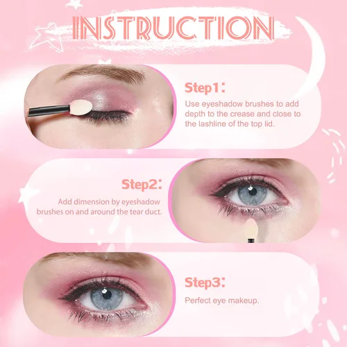 Miniatura 5 de MORGLES Aplicadores de sombra de ojos de doble cara, 50 brochas de sombra de ojos de 2.4 pulgadas para mujeres y niñas, color negro