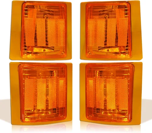 Miniatura 7 de Bestview - Conjunto de luz de giro frontal, luz de esquina, reflector de marca lateral superior e inferior, carcasa cromada, lente ámbar compatible
