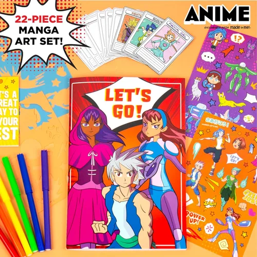 Miniatura 6 de Made By Me Juego de artistas de diseño y color de anime, juego de arte de 22 piezas, cómo dibujar, crear cómics, hacer manga y cuaderno de bocetos