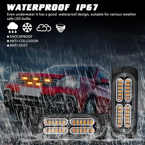 Miniatura 7 de 2 luces estroboscópicas de emergencia, montaje en superficie universal, ámbar, ultra delgado, función de sincronización, advertencia, luces