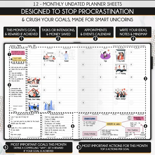 Miniatura 5 de Life Planner - Agenda diaria, semanal y mensual sin fecha con sección de presupuesto, un viaje de 12 meses para aumentar la productividad