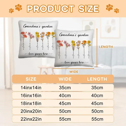 Miniatura 6 de Customized Birth Month Flowers Pillow Case, Personalized Mothers Day Birthday Gifts for Grandma from Granddaughter Grandson, Grandma's Garden M2