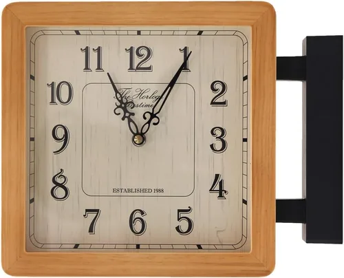 Miniatura 10 de BESTIME 66295A Reloj de pared de plástico de doble cara con marco negro. Reloj de estación clásico de diseño simple, estilo silencioso, elegante