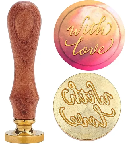 CRASPIRE Sello de cera con amor, sello de cera para el día de San Valentín, sellos de cera de sellado de letras retro, sello de cera de latón