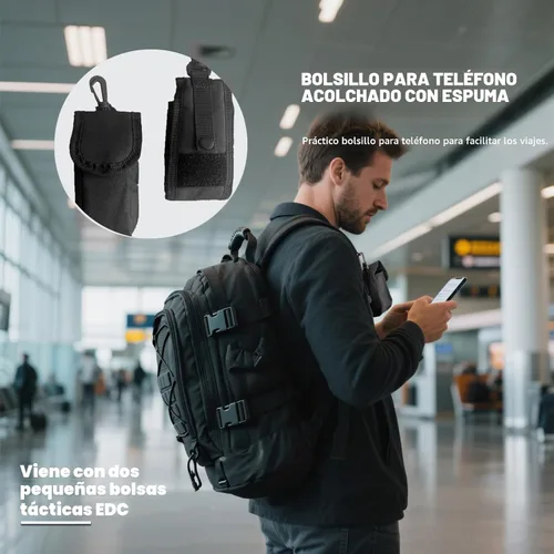 Miniatura 3 de Miramrax - Mochila táctica militar del ejército - Paquete de asalto para hombres, mochilas Molle, bolsa de evacuación, paquete de 3 días para Negro
