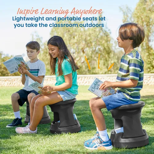 Miniatura 6 de ECR4Kids Taburete tambaleante de almacenamiento activo, altura del asiento de 15 pulgadas, muebles para niños, color negro