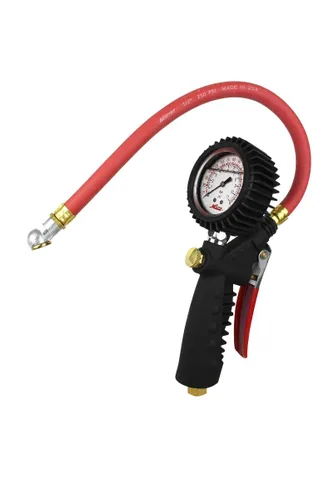 Milton S-575A Pro Analog Pistol Grip Inflator Gauge with Pressure Gauge - 15" Hose Ball Foot Chuck, Assembled in USA 230 PSI