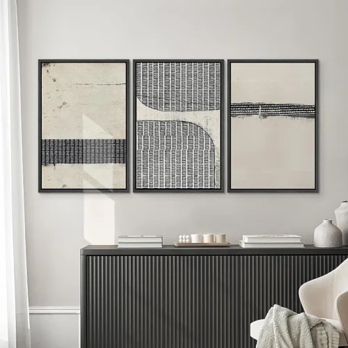 Miniatura 375 de SIGNWIN Lienzo enmarcado para pared, arte con pinceladas de flujo neutro en tonos beige abstractos, ilustraciones, arte moderno, decorativo