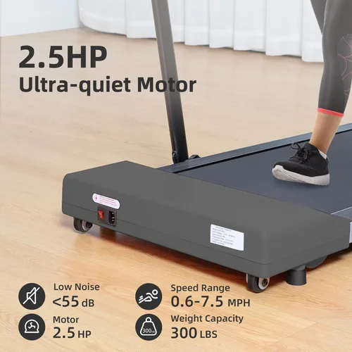 Miniatura 3 de Almohadilla para caminar con barra de asa, caminadora plegable para espacio pequeño, con asas, llave de seguridad, motor silencioso sin escobillas