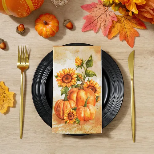 Miniatura 2 de Homlouue 100 servilletas de papel desechables de Acción de Gracias, de 3 capas, para Acción de Gracias, cosecha, fiesta de otoño, toallas de papel