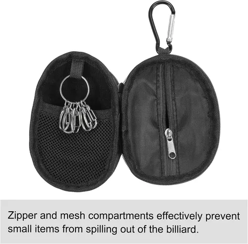 Miniatura 3 de PATIKIL Bolsa de almacenamiento de accesorios de billar, bolsa de tiza portátil con clip para fijación de monedero, accesorio de billar para billar