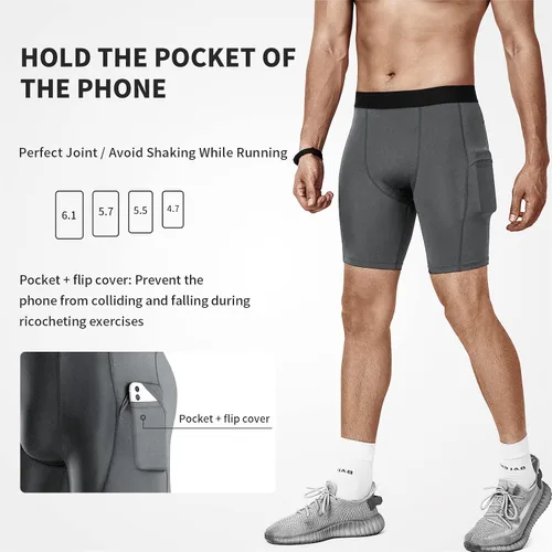 Miniatura 5 de Niksa Pantalones cortos de compresión para hombre, paquete de 3 unidades, ropa interior de compresión para hombre, pantalones cortos deportivos