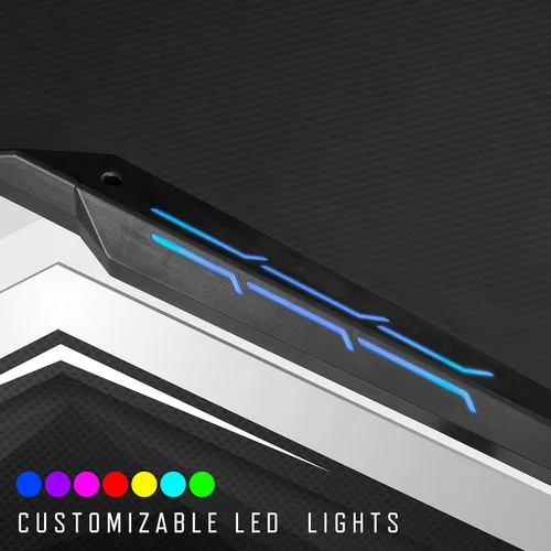 Miniatura 6 de Homes: Inside + Out Kindira - Escritorio moderno de acero para juegos con puertos USB, alfombrilla de mouse de PC y portavasos giratorio