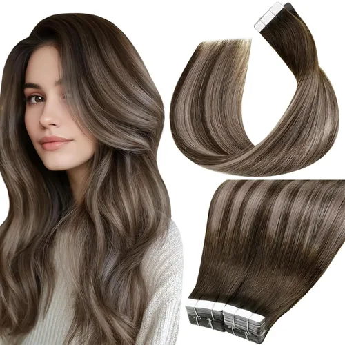 Miniatura 57 de LaaVoo - Extensiones de cabello humano Remy adhesivas con cinta invisible, cabello negro natural, extensiones de cabello para mujeres de color, 20
