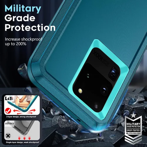 Miniatura 4 de LeYi Funda compatible con Samsung Galaxy S20 Ultra: funda resistente 3 en 1 para Samsung S20 Ultra, funda de grado militar a prueba de golpes