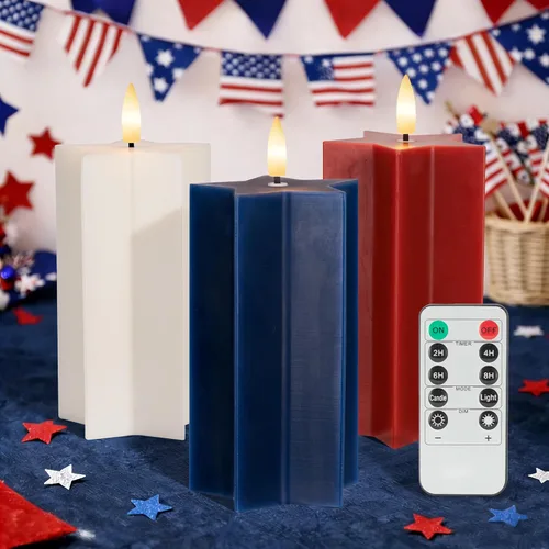 Miniatura 14 de Velas de Árbol de Navidad con Control Remoto, Velas Navideñas Sin Llama con Cadena de Estrellas de Hadas Incorporadas, Velas Operadas por Batería