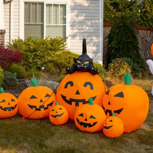 Miniatura 6 de Juego de estacas inflables de plástico para Halloween, Navidad, vacaciones, decoración de jardín, incluye 12 estacas inflables para tienda, 12