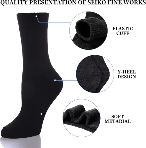 Miniatura 2 de SDBING Women's Thick Cotton Socks Soft Cotton Winter Warm Crew Socks for Women