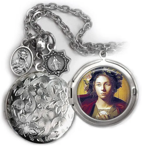 Collar con medallón de San Bona de Pisa, patrón de peregrinos y viajeros, encantos italianos
