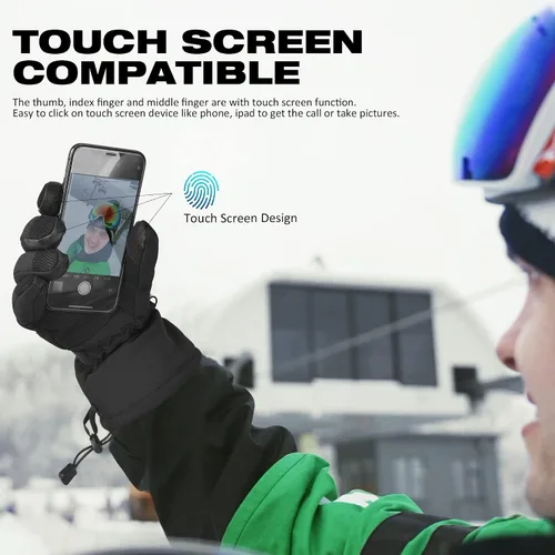 Miniatura 5 de MCTi Guantes de esquí impermeables para hombre, cálidos, 3M, Thinsulate, snowboard, motos de nieve y clima frío