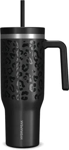 Miniatura 39 de Hydrapeak Voyager Vaso de 40 oz con Asa y Tapa con Pajita Botella de Agua Reutilizable de Acero Inoxidable Taza de Viaje Compatible con Portavasos