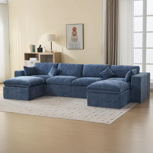 Miniatura 50 de Sofá modular sin hueso de 115 pulgadas, sofá modular modular con otomana, tapizado de gran tamaño, convertible, cómodo sofá de felpilla de 4 plazas