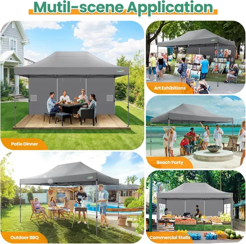 Miniatura 293 de COBIZI Tienda de campaña desplegable de 6.6 x 6.6 pies, toldo resistente, fácil de instalar, impermeable, para exteriores, fiestas, playa, jardín