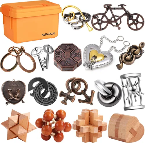 Miniatura 8 de 6 piezas de rompecabezas de metal, rompecabezas lógicos de metal para niños y adultos, juguete de cerradura, rompecabezas de regalo para adultos