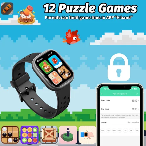 Miniatura 7 de Heroange - Reloj inteligente para niños y niñas, resistente al agua IP68, reloj de seguimiento de fitness para niños con pantalla de 1.83", monitor