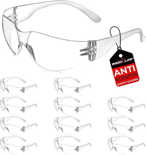 Miniatura 19 de BISON LIFE - Lentes de seguridad con protección envolvente resistente a arañazos, lente de policarbonato resistente a impactos ANSI Z87.1 4