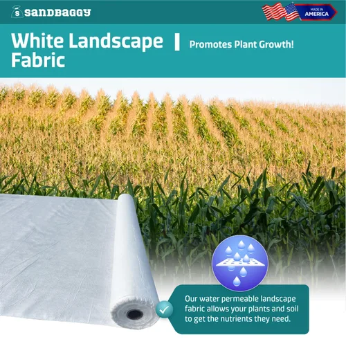 Miniatura 3 de Sandbaggy Tela blanca para paisajes, tela de filtro geotextil no tejida de 8 onzas, más resistente en el mercado, tela de 50 años, fabricada